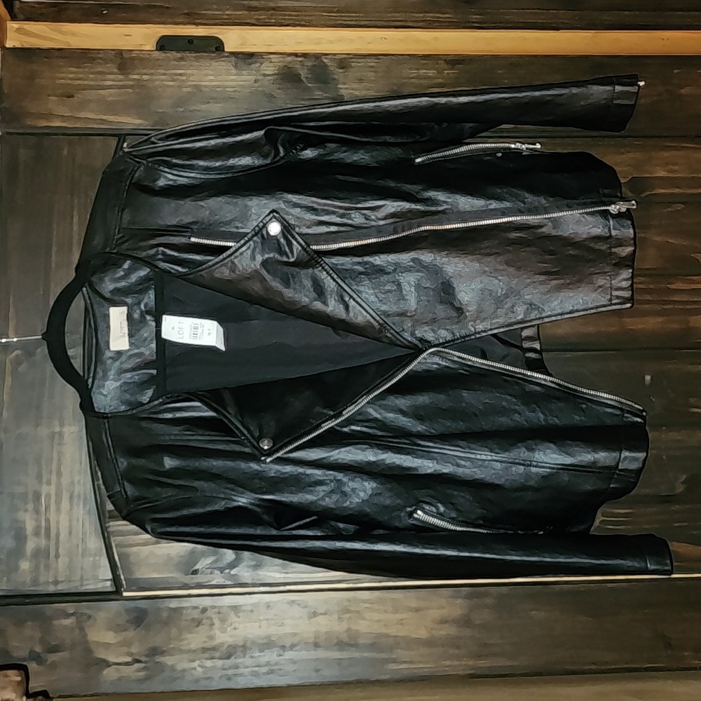 NWT LOFT Biker jacket faux- leather 16P